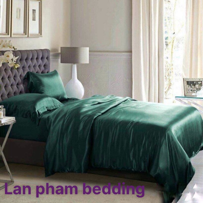 Ga - drap giường lẻ phi lụa lan pham bedding - màu xanh cổ vịt