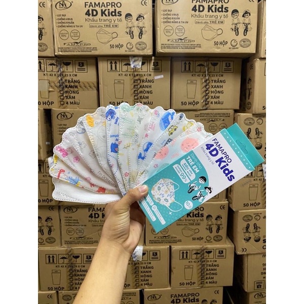 Hộp 10 cái khẩu trang 4d kid Famapro/khẩu trang kf94 trẻ em