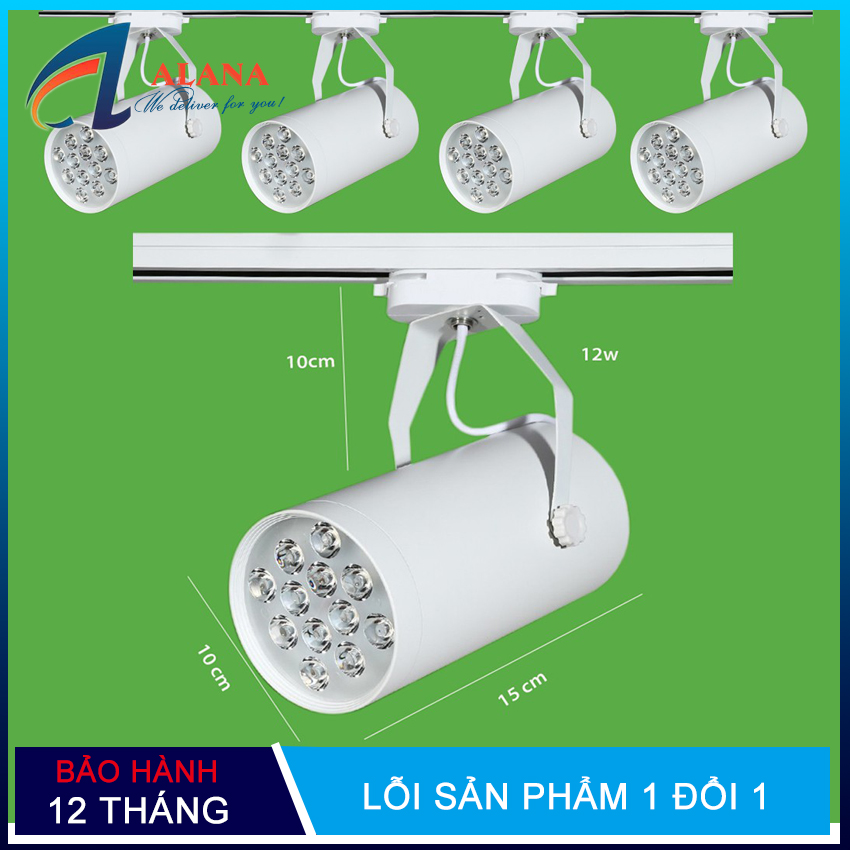 Bộ 5 đèn led rọi thanh ray 12w vỏ trắng ánh sáng trắng
