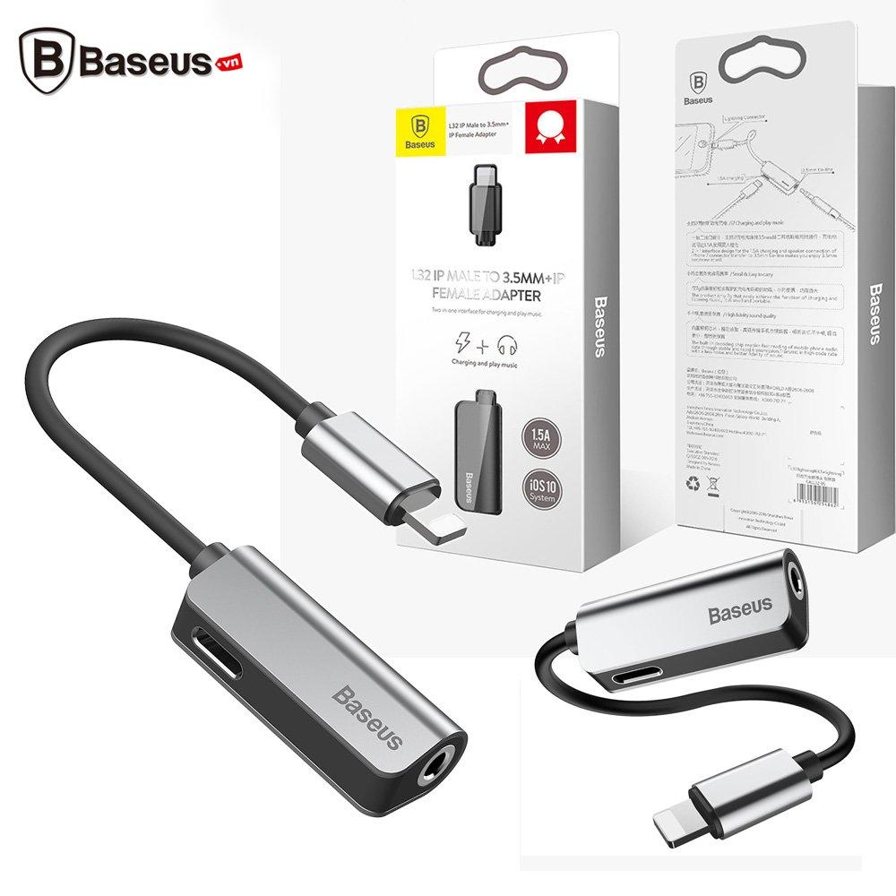 Đầu chuyển Type C + lightning sang Audio 3.5mm & Type C Baseus L40 12cm Type C Male to Type C Female + 3.5mm Female Adapter ( Vừa sạc vừa nghe nhạc)