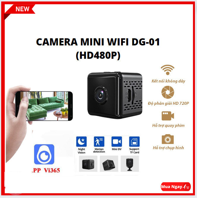 camera wifi không dây, cameramini quay lén. cameramini không dây kết nối điện thoại. CAMERA MINI WIFI DG-01 (HD480P) -KHÔNG DÂY, HỒNG NGOẠI BAN ĐÊM , siêu nhỏ không dây - App Vi365 bảo hành 1 năm