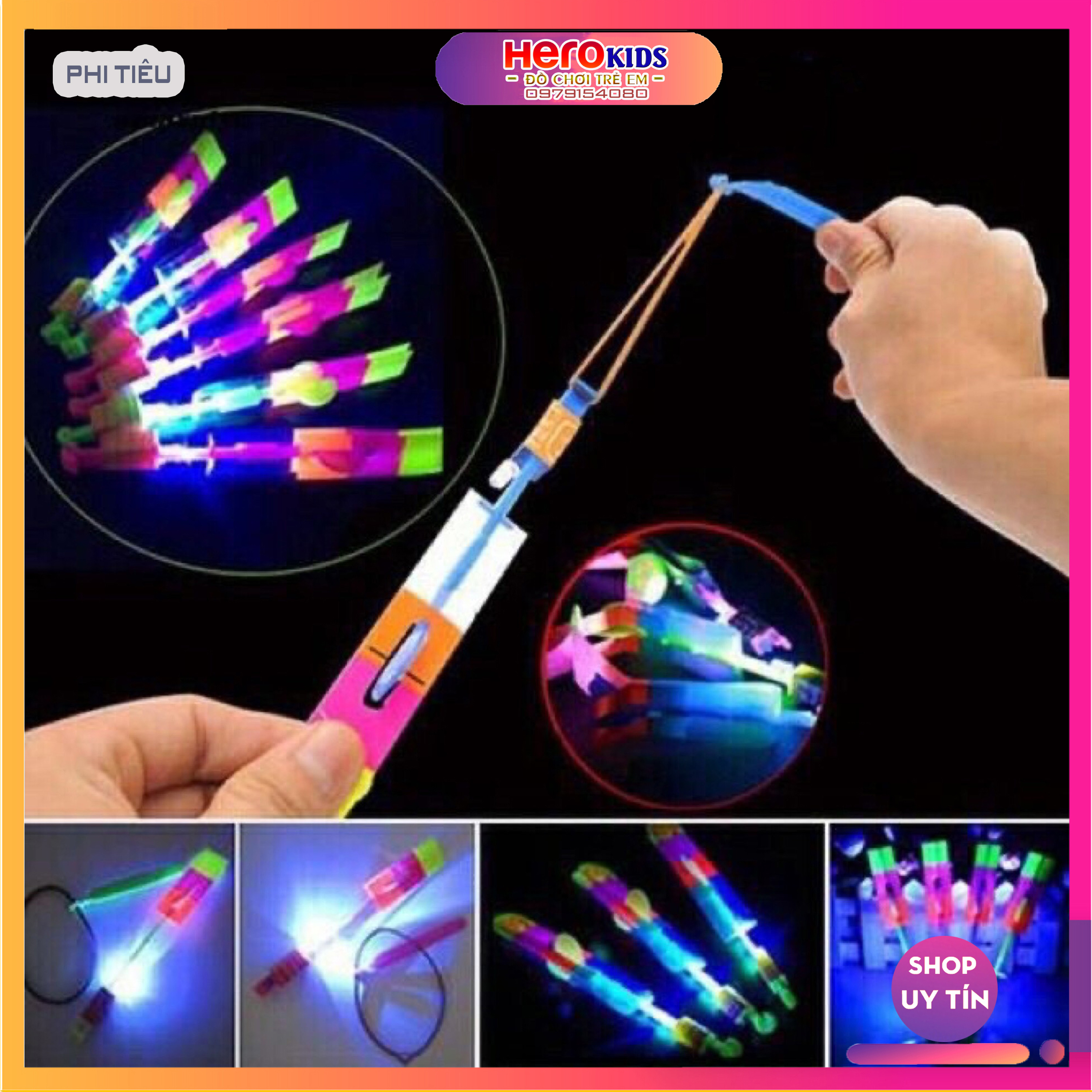 Combo 5 phi tiêu phát sáng bắn lên trời - đồ chơi trẻ em