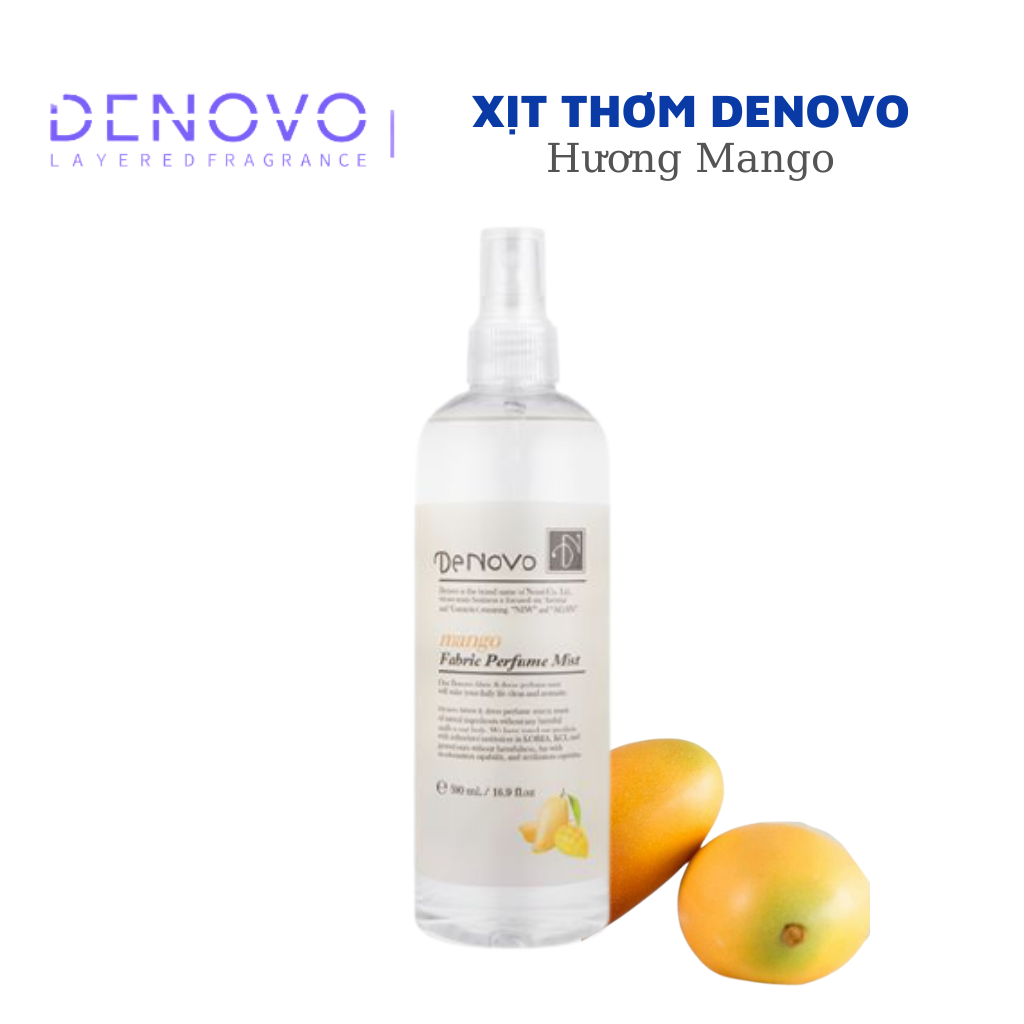 Chai xịt thơm hương nước hoa DENOVO Hàn Quốc hương Mango - Nước xịt khử mùi quần áo, mùi phòng, mùi cơ thể chính hãng