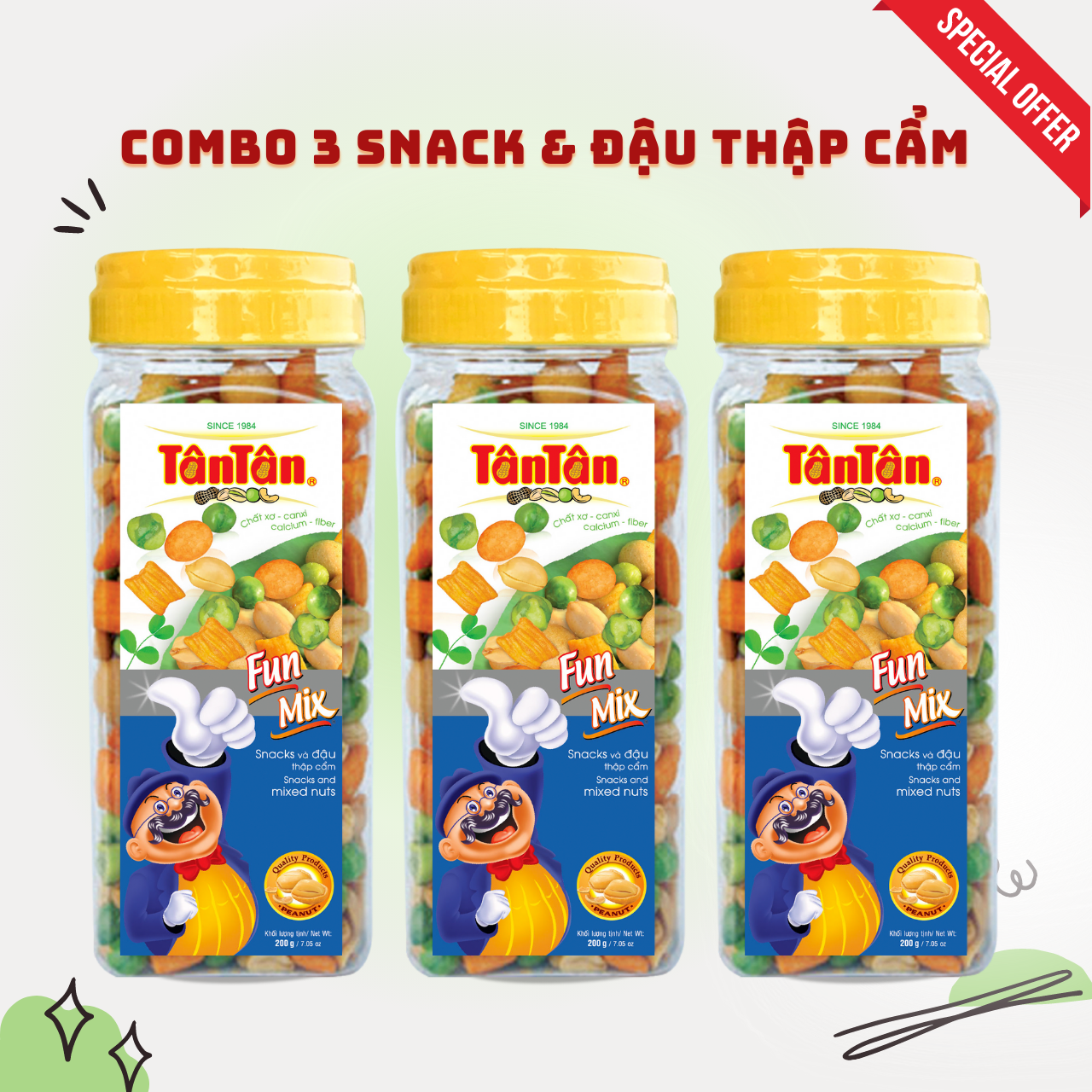 Snack và đậu thập cẩm tân tân 200g - combo 3 hũ