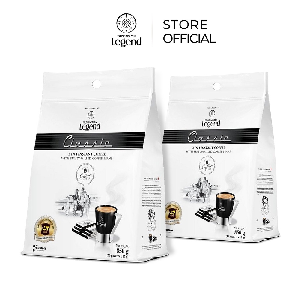 Combo 2 cà phê sữa hòa tan - bịch 50 gói - trung nguyên legend classic