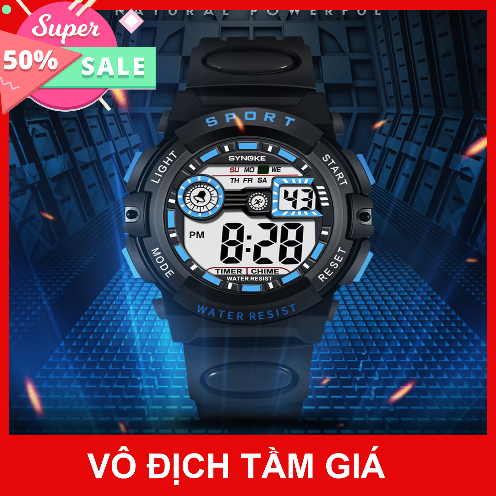 Đồng hồ trẻ em nam synoke - đồng hồ học sinh nam synoke chống nước kèm hộp + pin