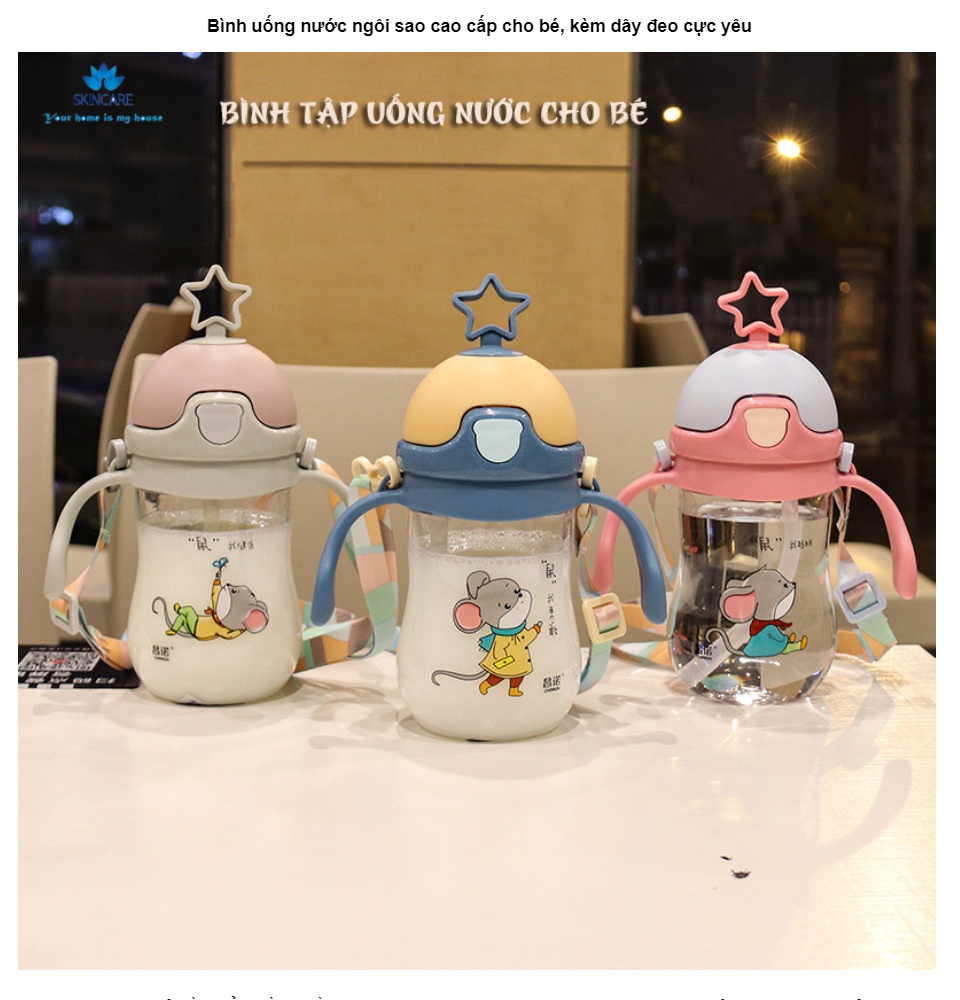 Bình tập uống nước ngôi sao cho bé trai, bé gái