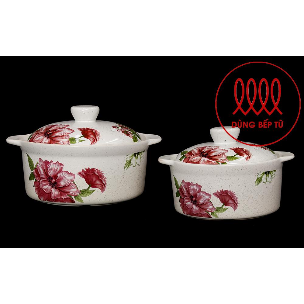 Bộ 2 nồi sứ bếp từ royalcooks 2l, 1.3l