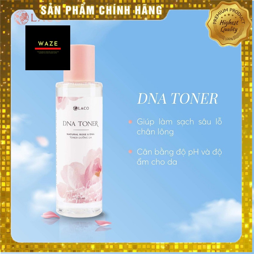 [HCM][TẶNG MÁY PHUN SƯƠNG NANO LACO 150K] Nước hoa hồng dưỡng ẩm DNA Toner - Waze - khả năng dưỡng ẩm gấp 3 lần. Khóa ẩm cân bằng PH ngăn ngừa tình trạng lão hóa da giúp da trắng sáng.