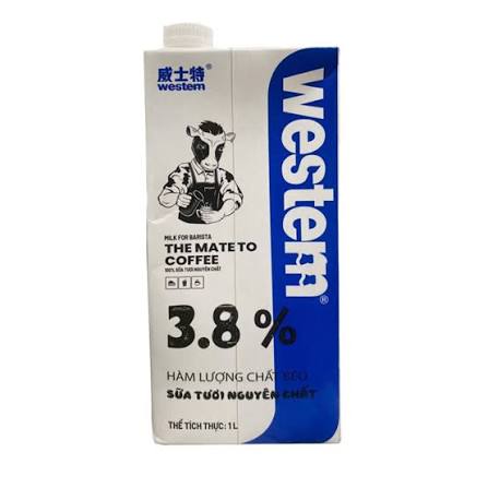 Sữa Tươi Western Độ béo 3.8% - Hộp 1L Chuyên Dùng Pha Chế