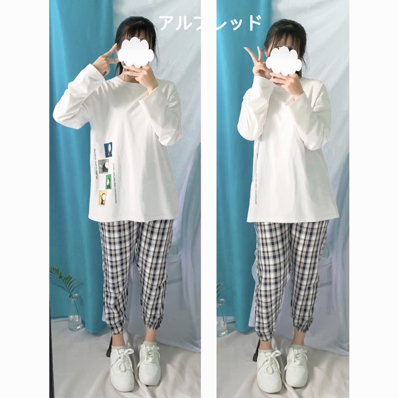 Quần caro ống bo chun freesize <47kg