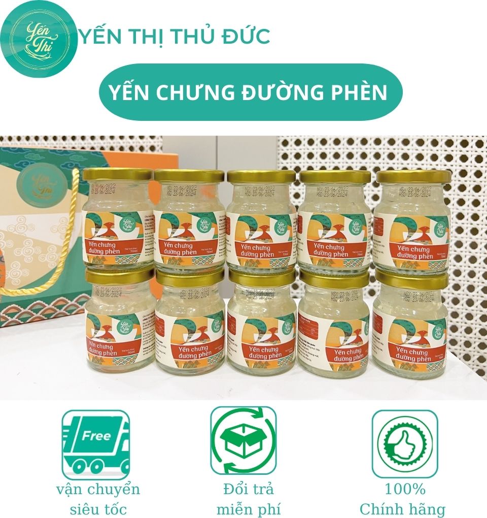 Yến thị - yến chưng đường phèn- yến hũ nguyên chất - hộp 6 hũ