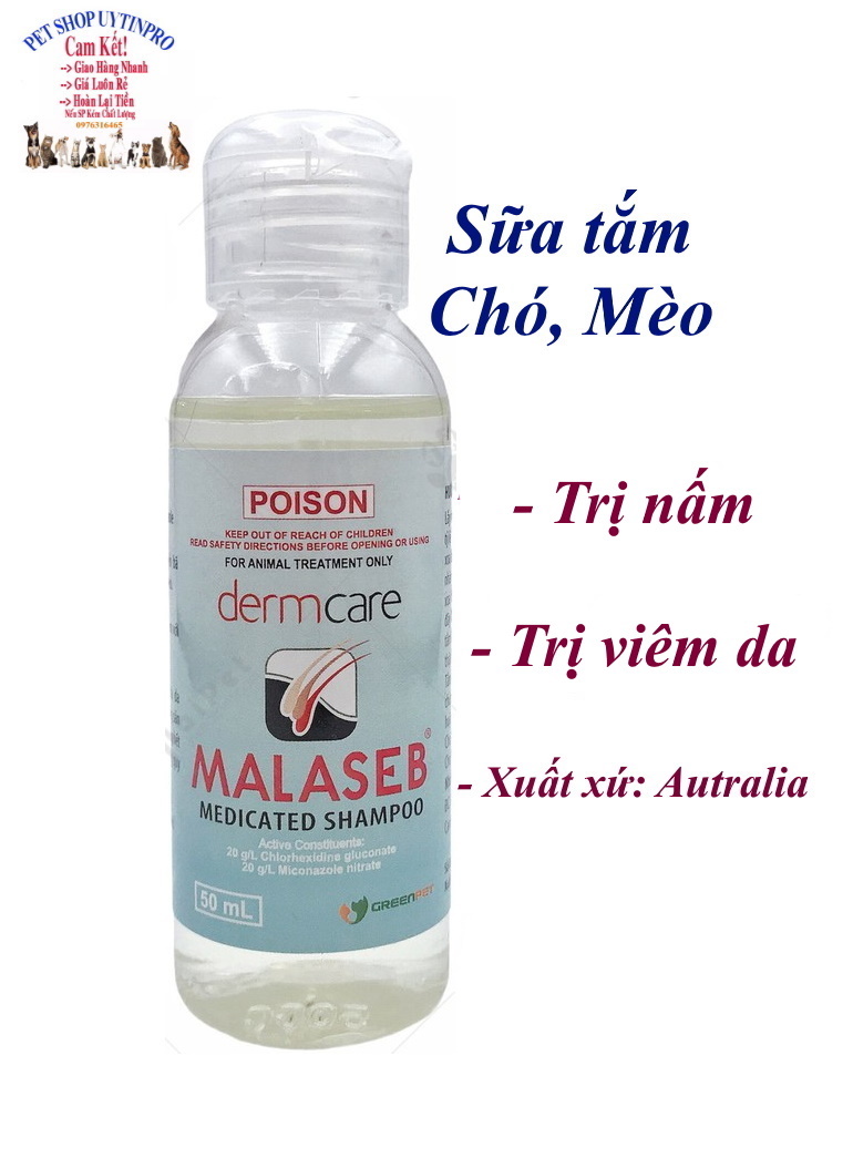 Sữa tắm cho Chó Mèo Poison Dermcare Malaseb Diệt nấm, viêm da Xuất xứ Australia