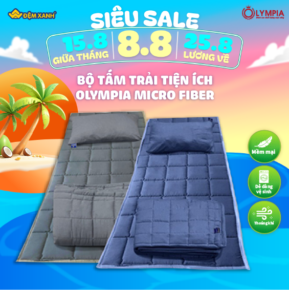Đệm văn phòng/Bộ tấm trải tiện ích Olympia Micro Fiber dung cho văn phòng, đi du lịch