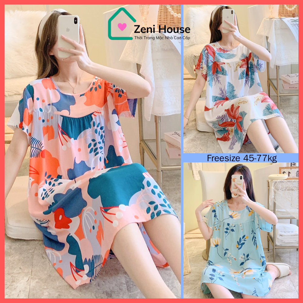 Váy lanh mặc nhà,đầm suông form rộng Quảng Châu làm từ vải lanh,đầm bầu mặc nhà mùa hè - zeni house