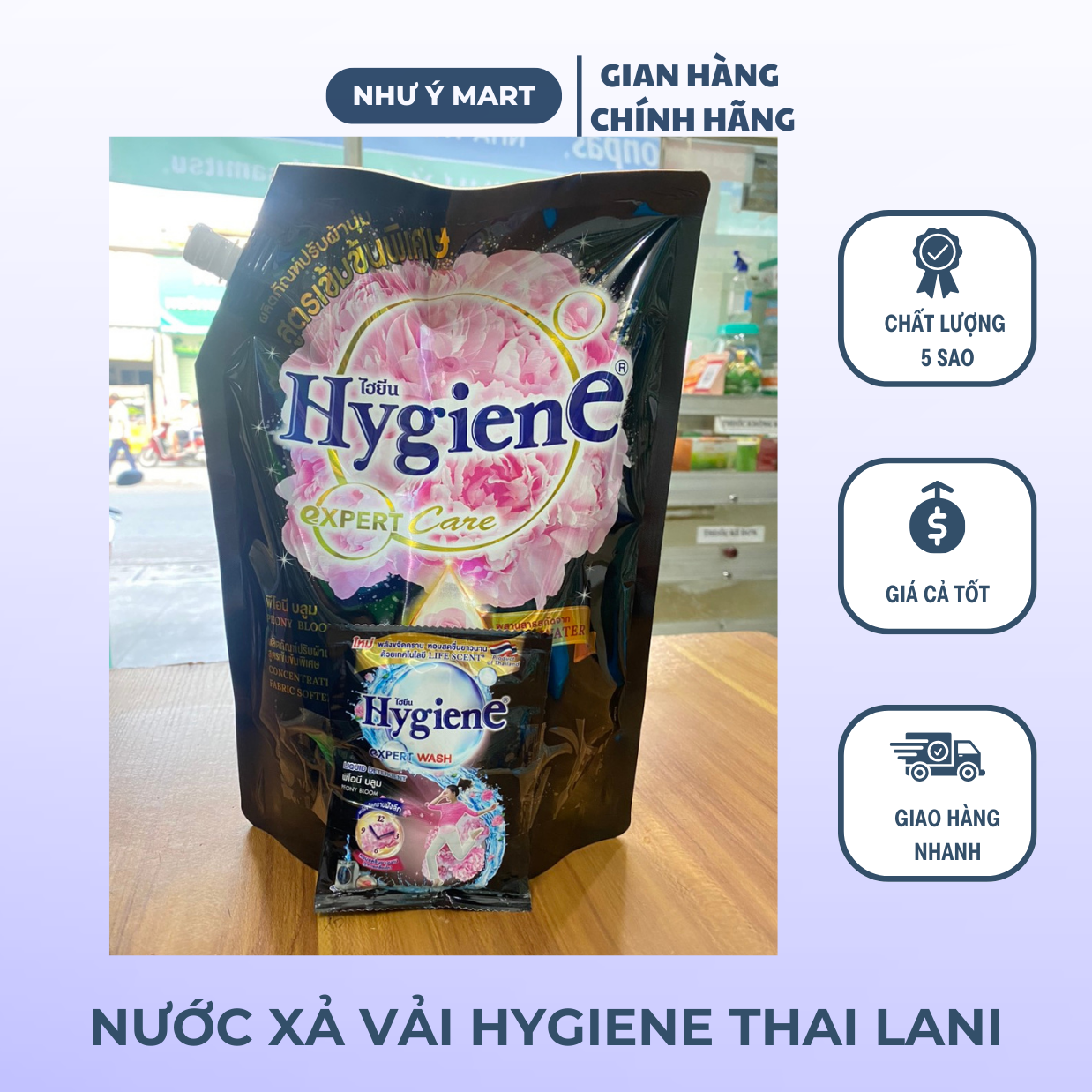 Combo 2 túi nước xả vải đậm đặc Hygiene thái lan màu đen 1150ml/túi