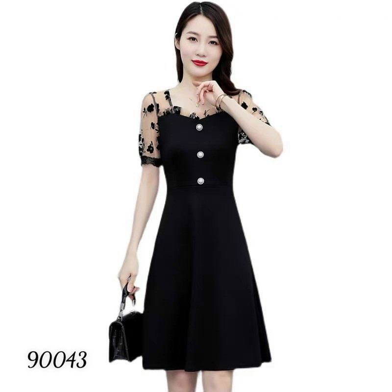 Đầm váy nữ trung niên phối lưới hoa dự tiệc dạo phố trẻ trung nhẹ nhàng