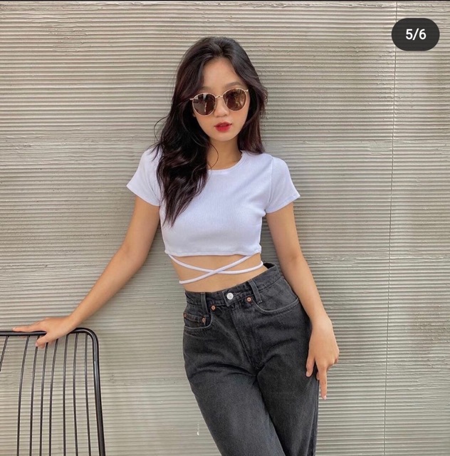 Áo thun kiểu phối dây