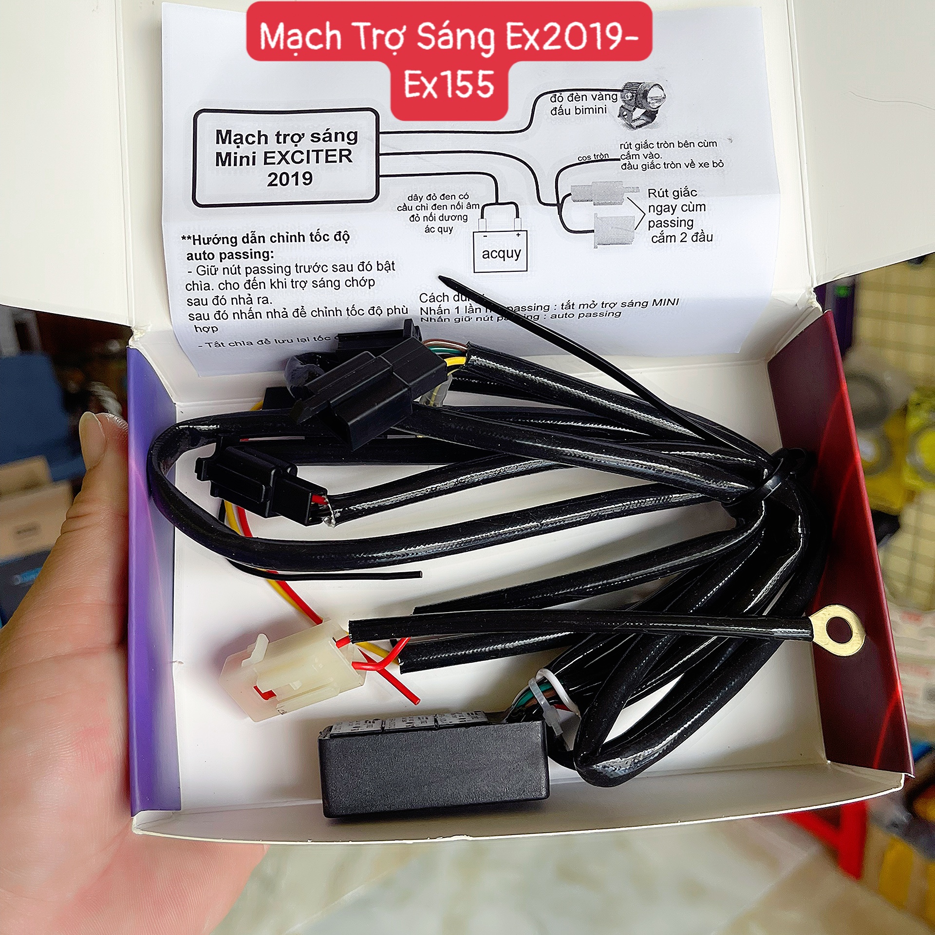 Mạch auto passing đèn trợ sáng Bi mini L4 L4x dành cho xe ex150-ex155 winer x ab wa110