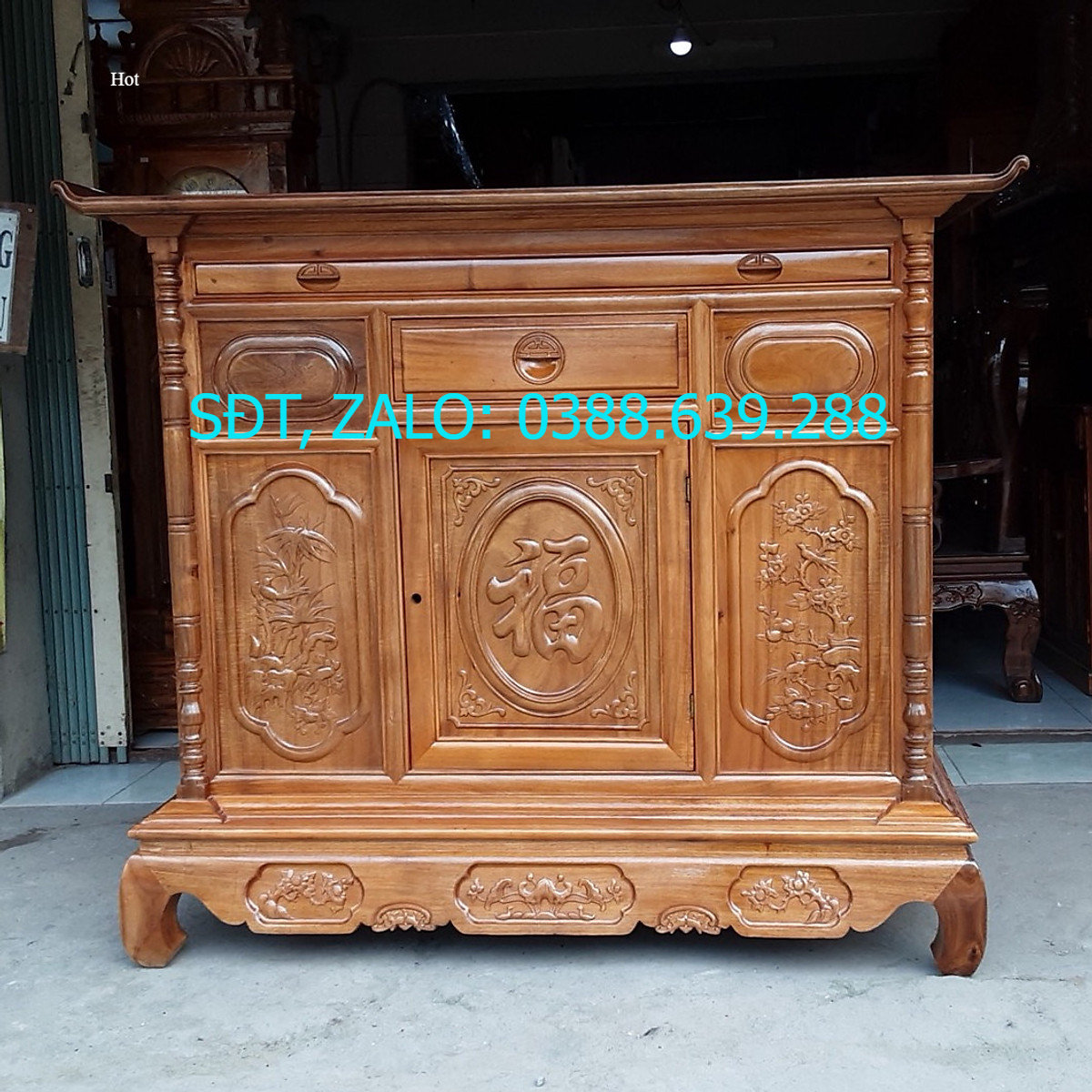 Tủ thờ gỗ tràm nõi mẫu hiện đại 1m54 , bàn thờ gỗ cao cấp