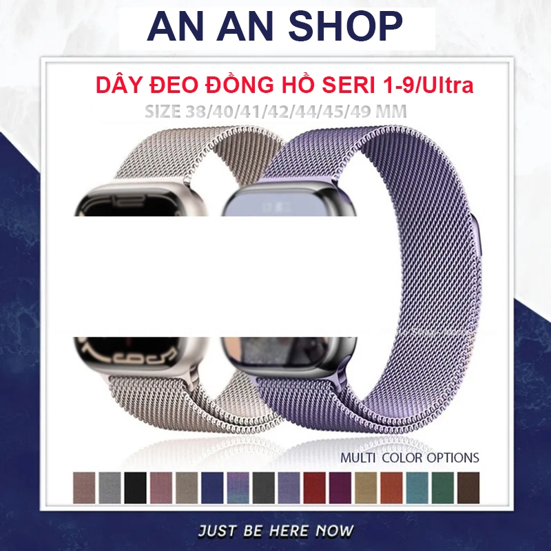 Dây Đeo Đồng Hồ Thông Minh Kim Loại Khóa Nam Châm Thép Không Gỉ Seri 9 8 7 6 5 4 3 2 1 Ultra 1 Ultra 2