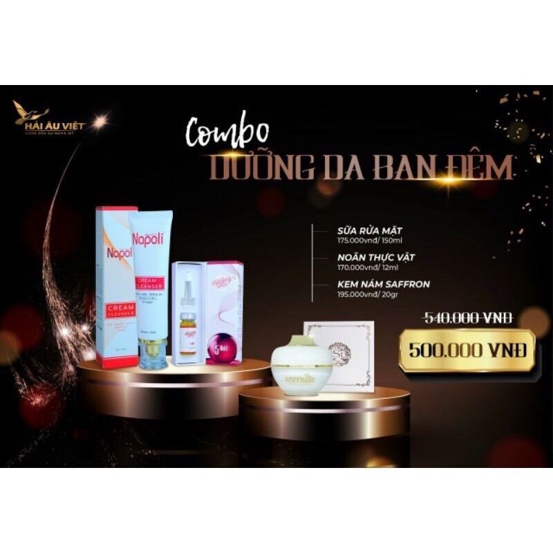 💥𝐂𝐎𝐌𝐁𝐎 ngừa nám trắng da 𝐇𝐀̉𝐈 𝐀̂𝐔 𝐕𝐈𝐄̣̂𝐓💥kem nám saffron+noãn thực vật+sữa rửa mặt