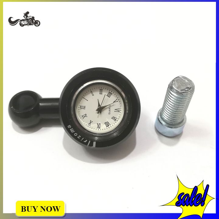 Đồng hồ gắn chân gương xe máy màu den + tặng kèm ốc chụp chân gương