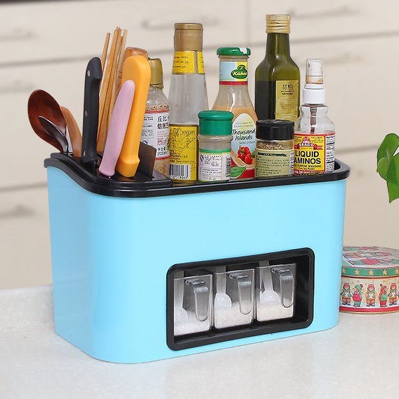 Kệ đựng gia vị và đồ bếp Việt Nhật - hộp để gia vị - Kệ đựng gia vị và đồ bếp Việt Nhật tặng kèm 3 ly. Hủ đựng gia vị có muỗng