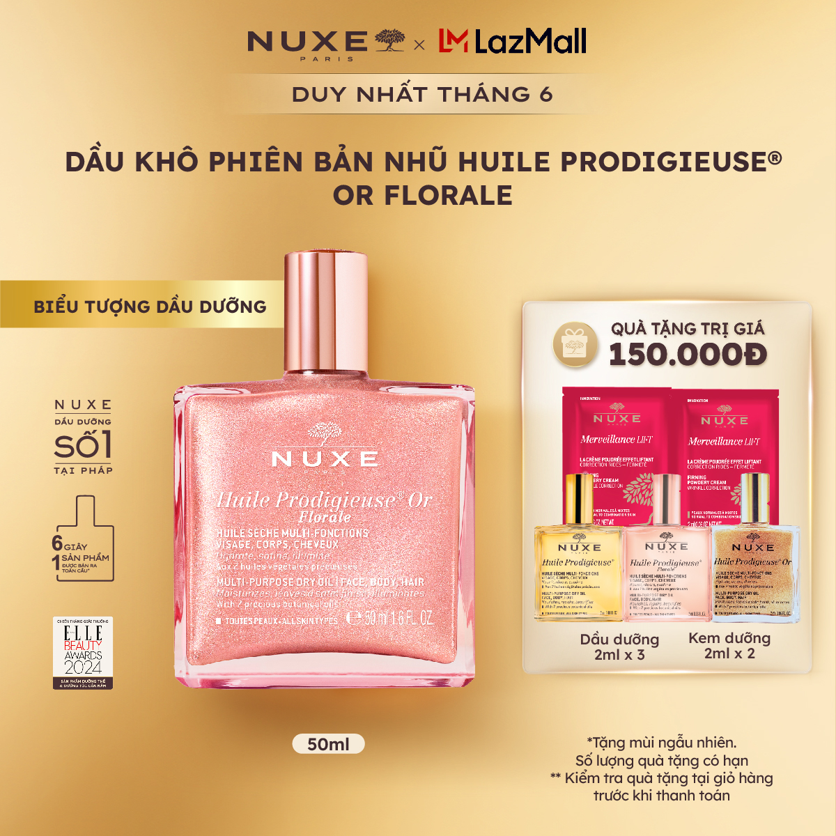 Dầu Khô Đa Năng phiên bản nhũ Huile Prodigieuse® Or Florale 50ml