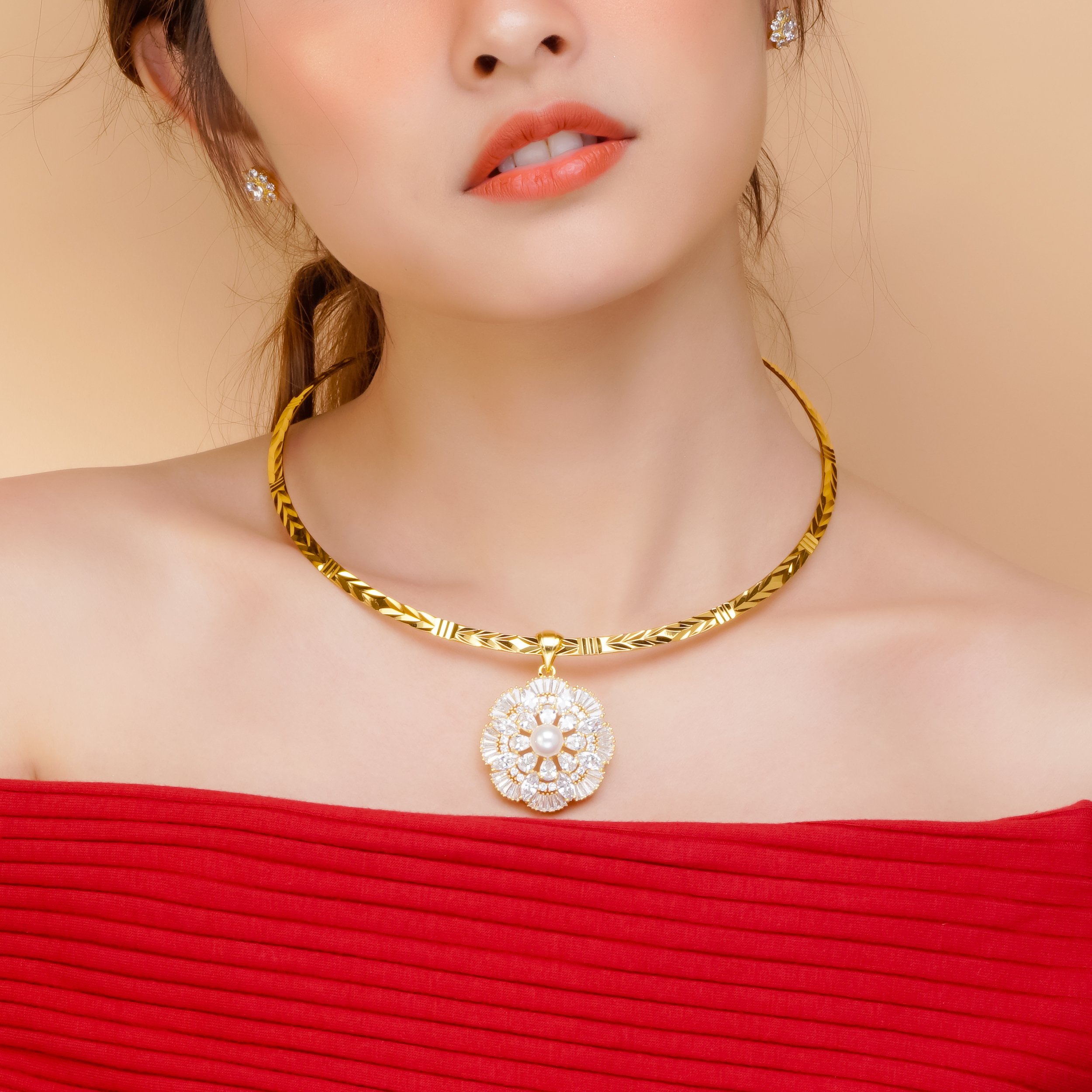Mặt dây chuyền hoa mạ vàng 18k - m975185-240