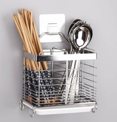 Giá INOX SUS304 Đựng Ống Đũa Nhà Bếp Lắp Đặt Dán Tường Không Cần Khoan - IU304