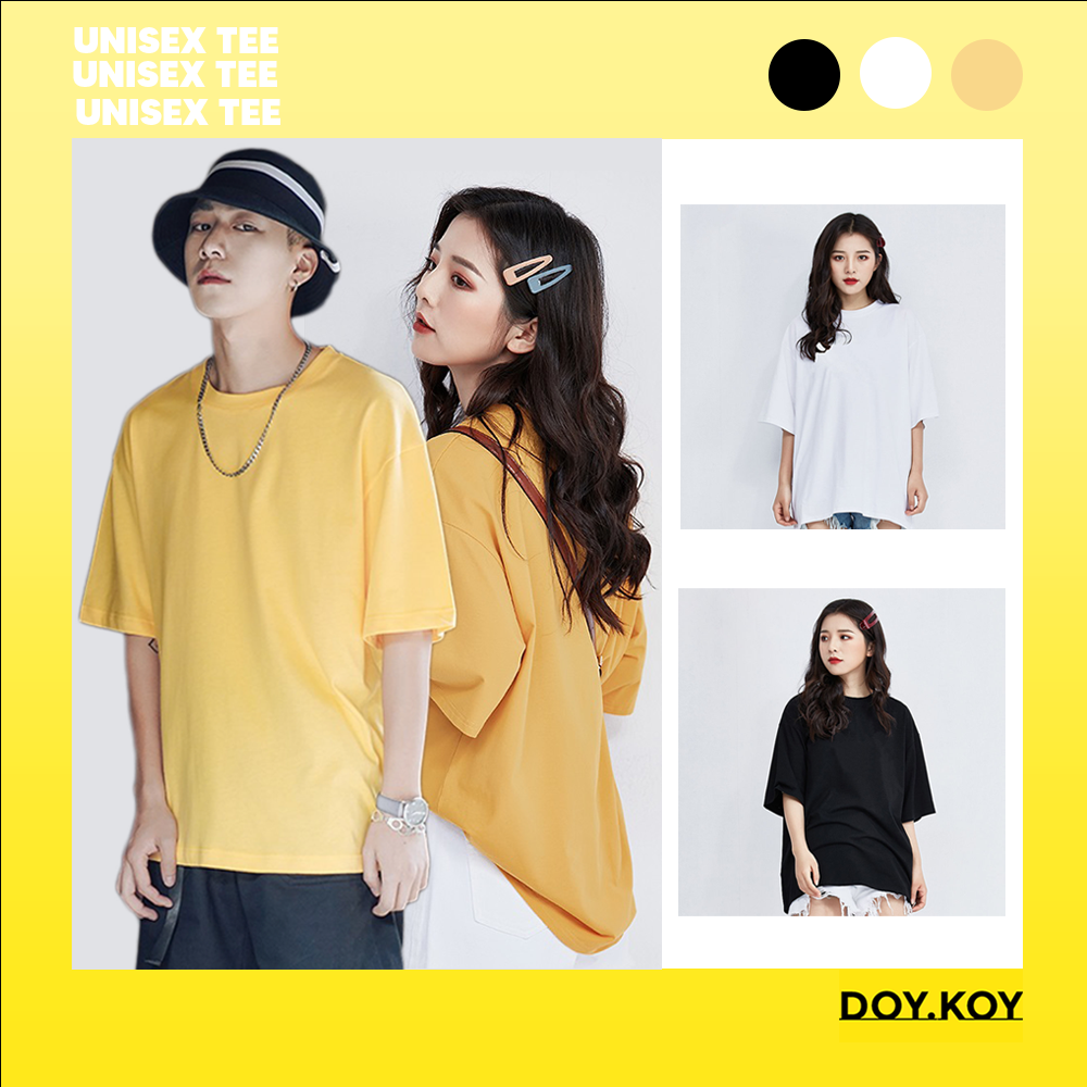 Áo trun unisex trơn mịn áo thun form rộng nam nữ tay lỡ nhiều màu sắc- DOY.KOY