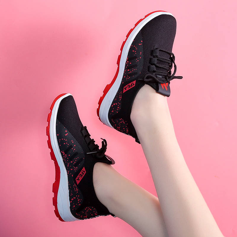 Giày phụ nữ giày thể thao màu đen cộng với tiêu cực về quần áo phụ nữ Surface Hàn Quốc Giày chạy bộ thông thường