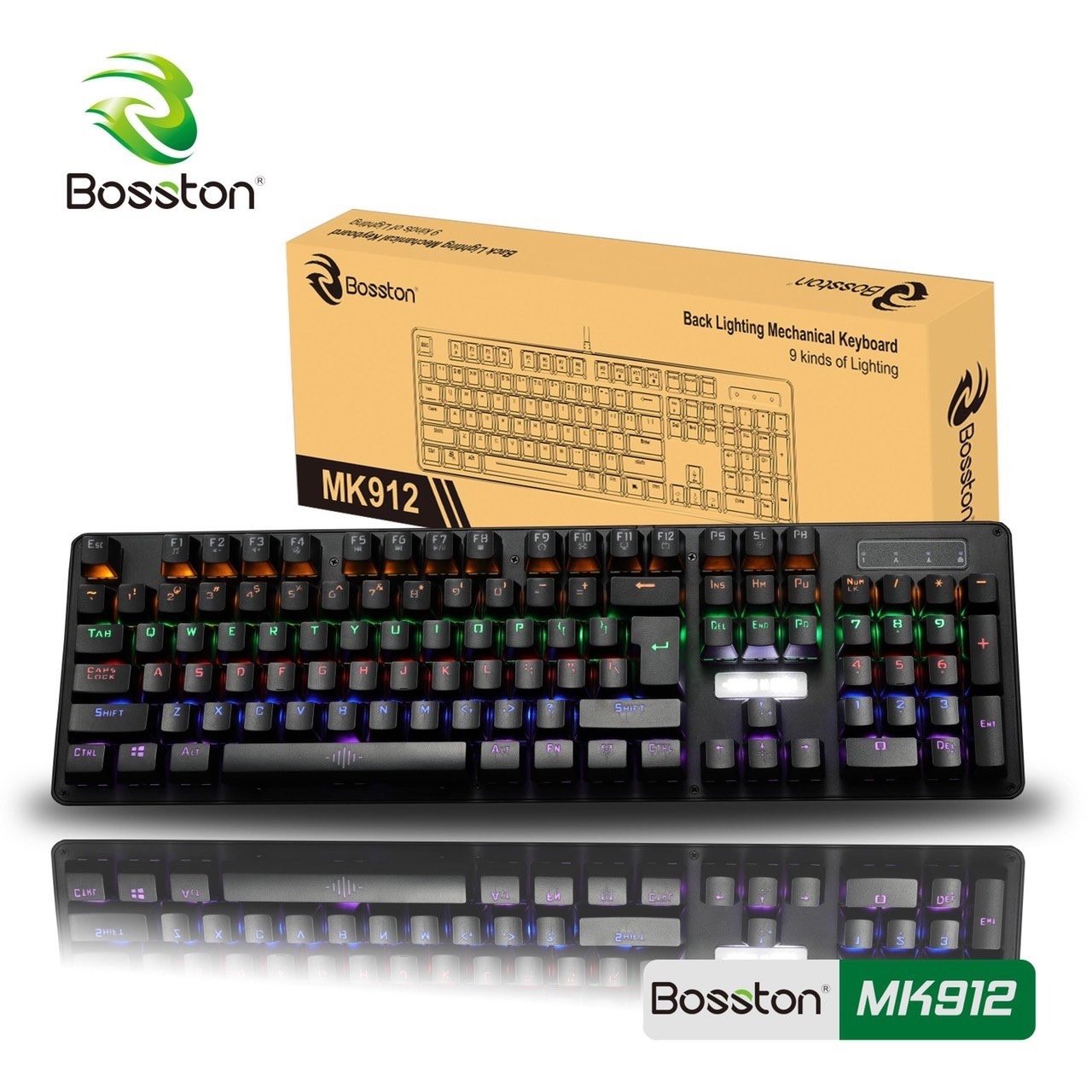 Bàn phím cơ chuyên game blue switch bosston mk912 9 chế độ led