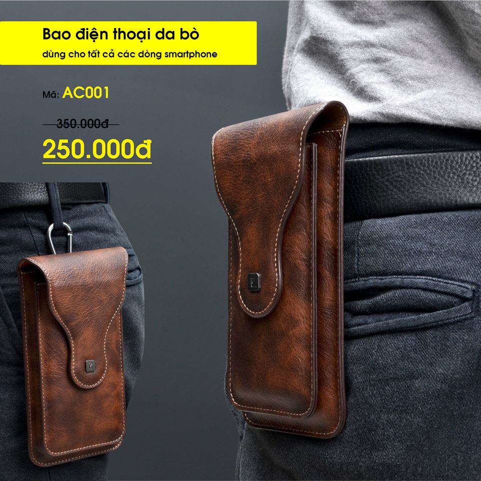 Bao da điện thoại đeo hông 2 ngăn tiện lợi