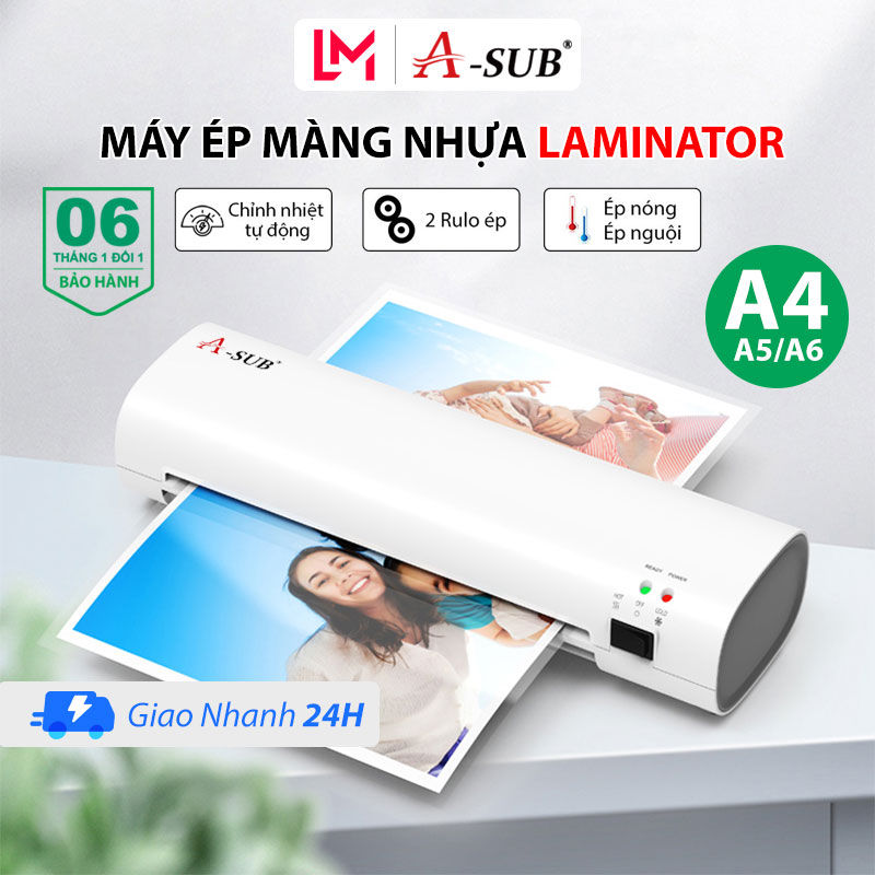Máy Ép Màng Laminator A-Sub A4/A5/A6 Hỗ Trợ Ép Nóng & Ép Nguội Điều Chỉnh Nhiệt Độ Tự Động, Dùng Cho Văn Phòng & Gia Đình