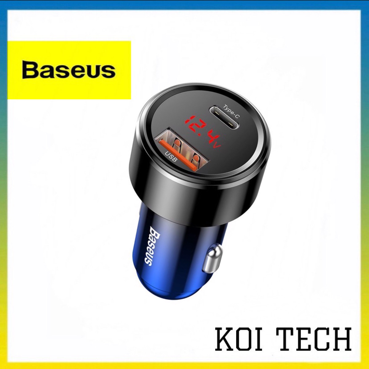 Tẩu sạc xe hơi baseus 45w QC3.0 PD 2 cổng sạc có đèn LED hiển thị dòng điện - Củ sạc nhanh dành cho ô tô , cốc sạc oto sạc nhanh cho IP samsung andoird ....vv - KOI TECH