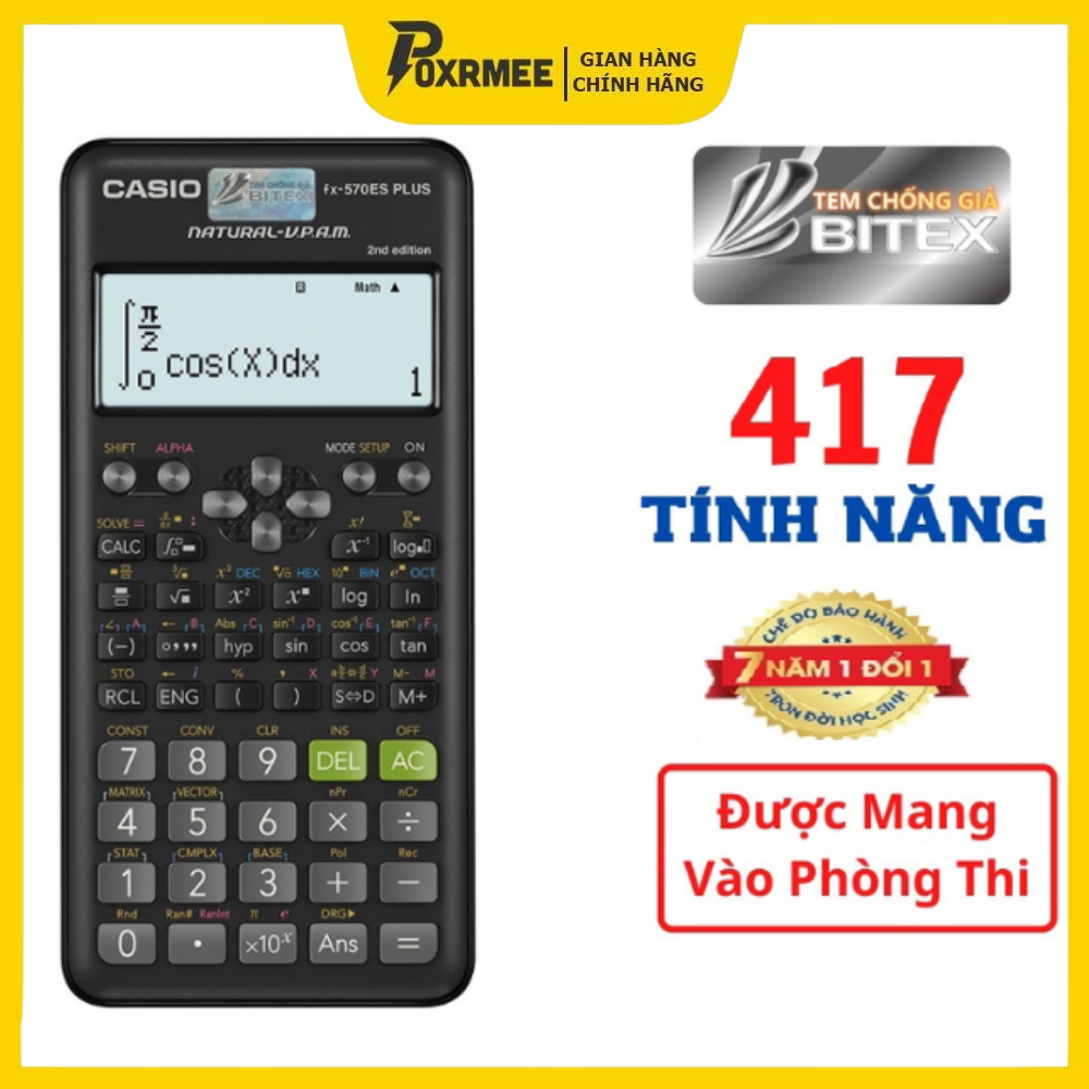 Máy tính casio fx 570es plus new chính hãng 417 tính năng bảo hành 7 năm