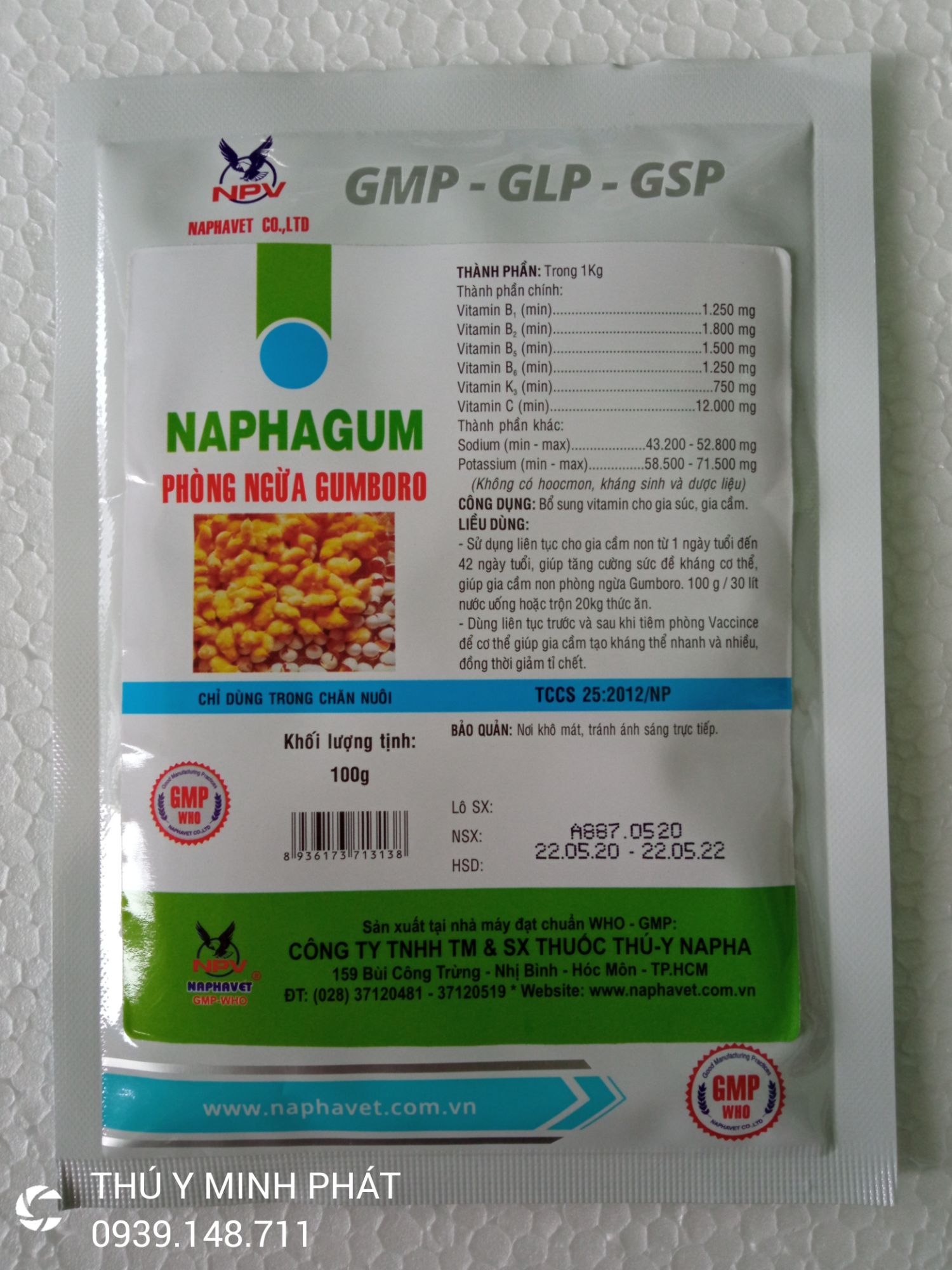 Napha gum antigum gói 100g ngừa b.ệnh gum trên gà
