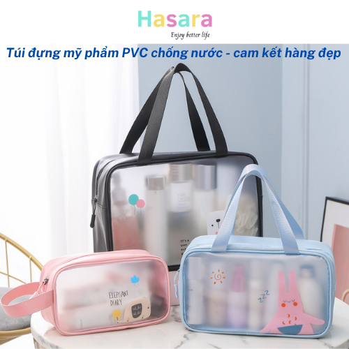 Túi đựng đồ trang điểm đựng mĩ phẩm du lịch đồ makeup. skincare túi mỹ phẩm trong suốt PVC chống nước T110 - Hasara