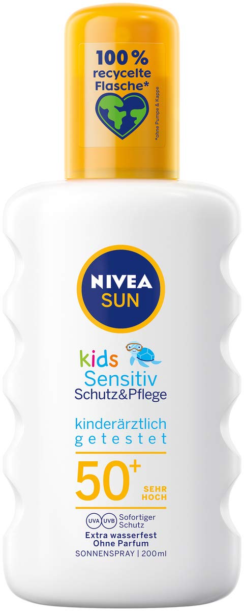 Xịt chống nắng NIVEA SUN Kids Sensitive 200ml, SPF 50, dành cho bé da nhạy cảm - Hàng Đức 100% có bill của Rossman