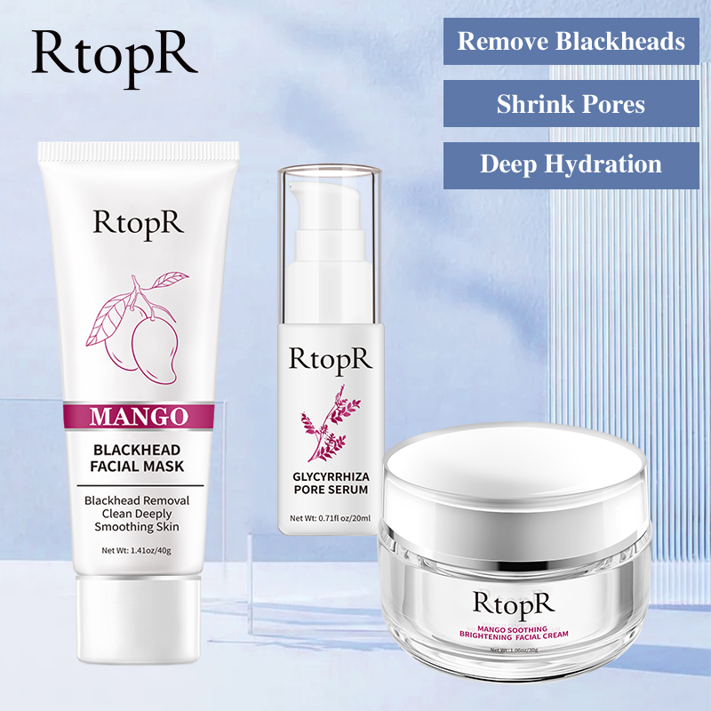 RtopR Bộ dưỡng da 3 chiếc Xoài làm trắng các loại kem chống lão hóa sáng ​trắng +Keo lột mụn làm bằng xoài dùng để loại bỏ mụn đầu đen trên mũi kiểm soát dầu +da bằng tinh chất cam thảo thu nhỏ lỗ chân lông hiệu quả