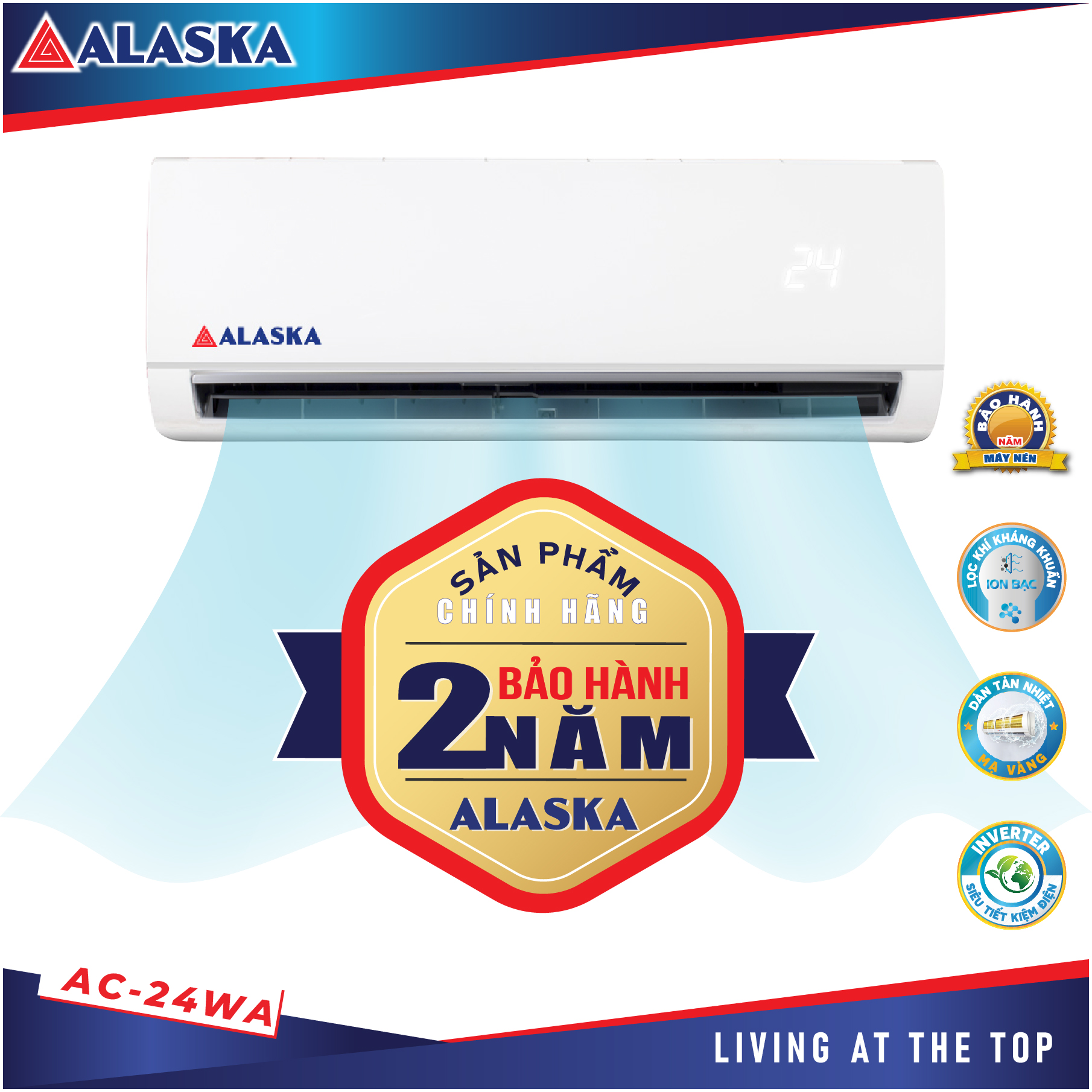 [Trả góp 0%]Máy Lạnh ALASKA Tiêu Chuẩn AC-24WA 2.5HP có 3 chế độ hoạt động làm lạnh quạt và hút ẩm đa dạng trong lựa chọn chế độ hoạt động