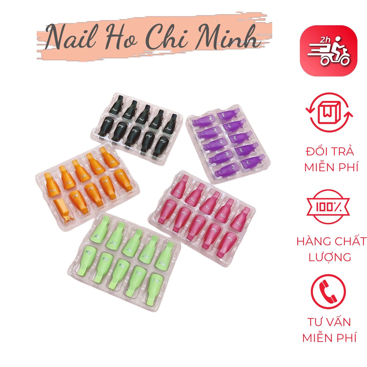 Bộ kẹp ủ móng tay tẩy sơn gel - kẹp ủ tháo gel móng tay 10 ngón - phụ kiện làm nail
