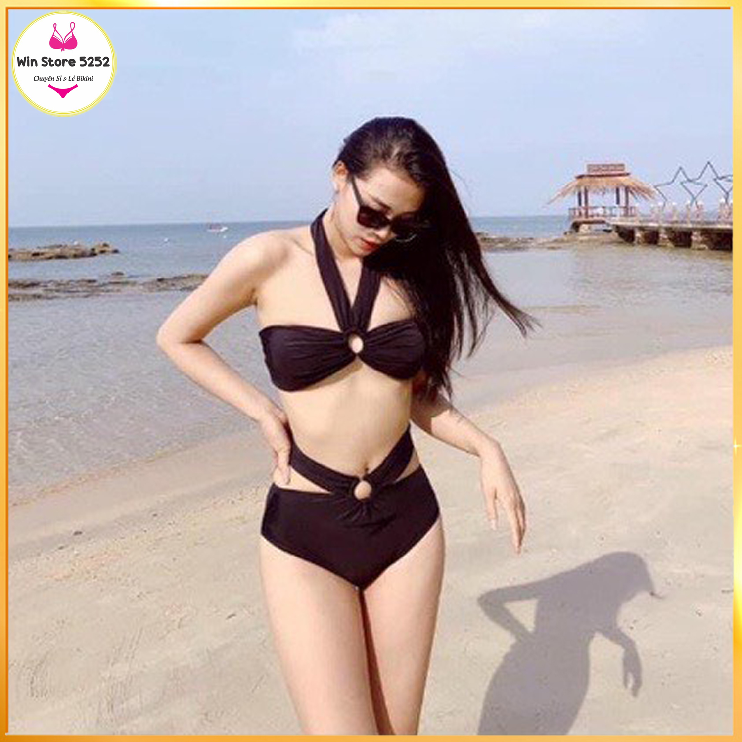 Đồ bơi đi biển 2 mảnh, bikini phối khoen nhiều màu sang chảnh BKN1