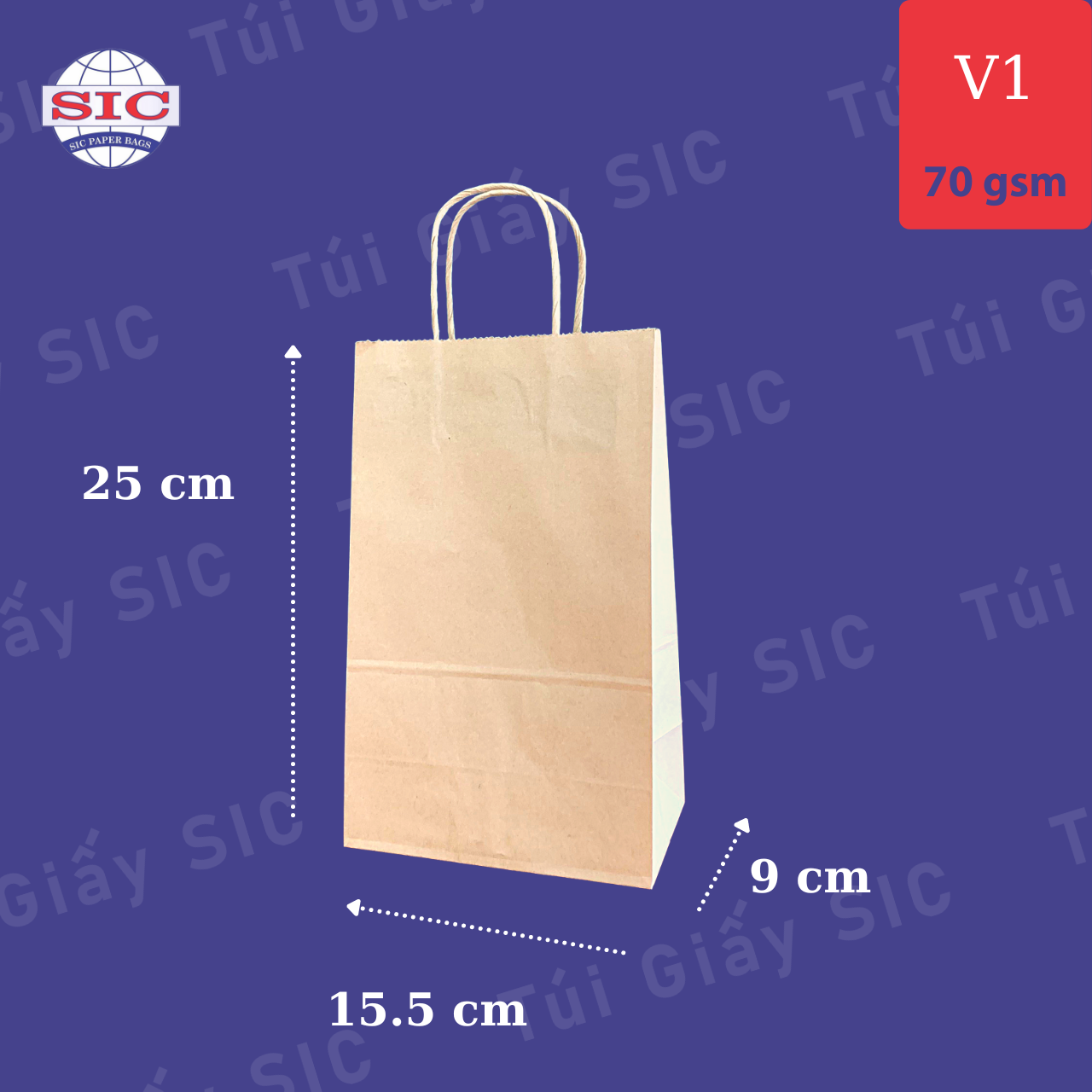 Túi giấy v1-15,5x9x25 cm có quai