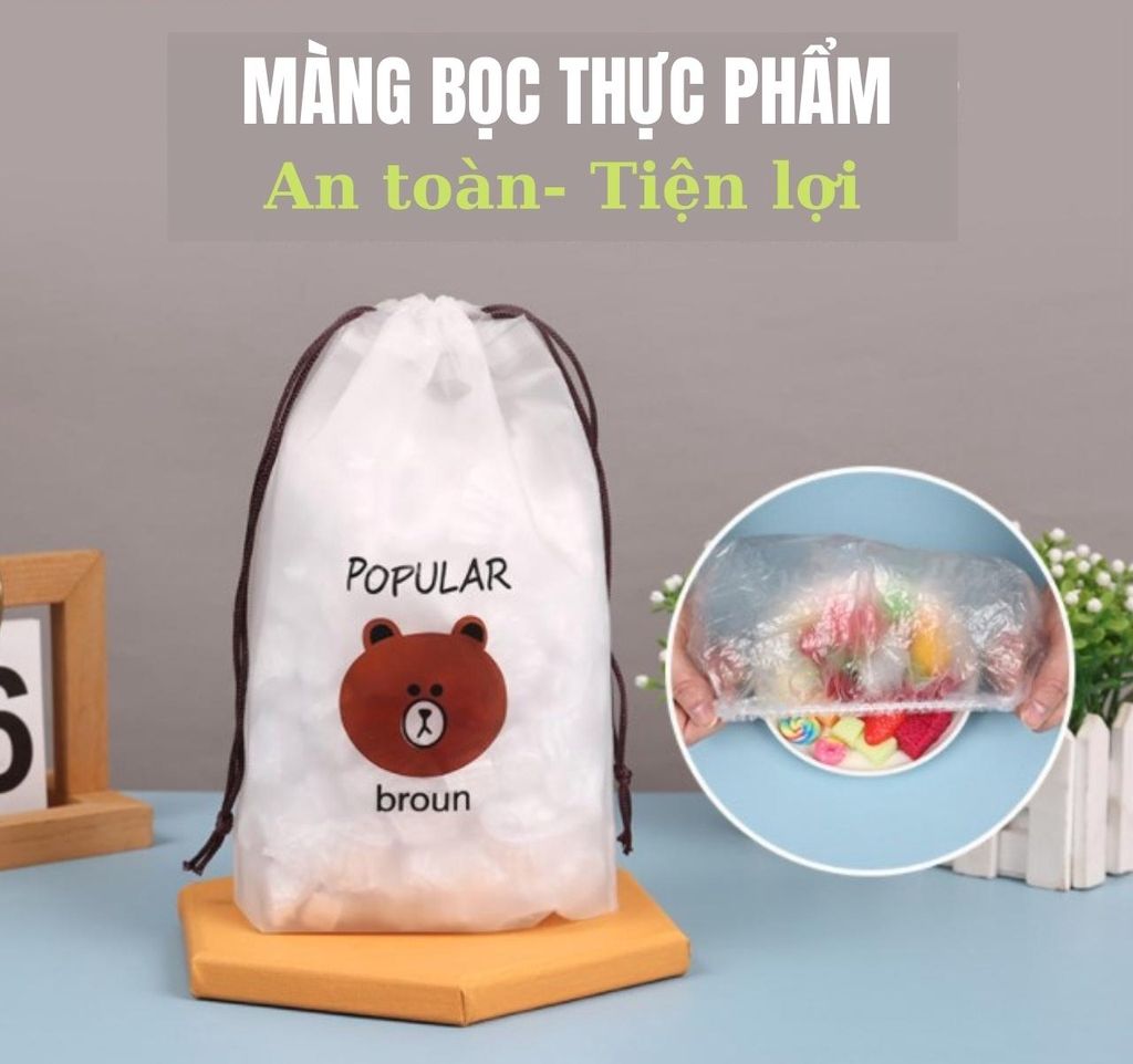 Màng bọc thực phẩm có chun co giãn - túi màng bọc thực phẩm hình gấu