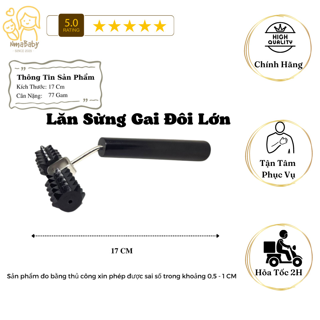 Dụng cụ diện chẩn - lăn sừng gai đôi lớn - hãng vinamassage