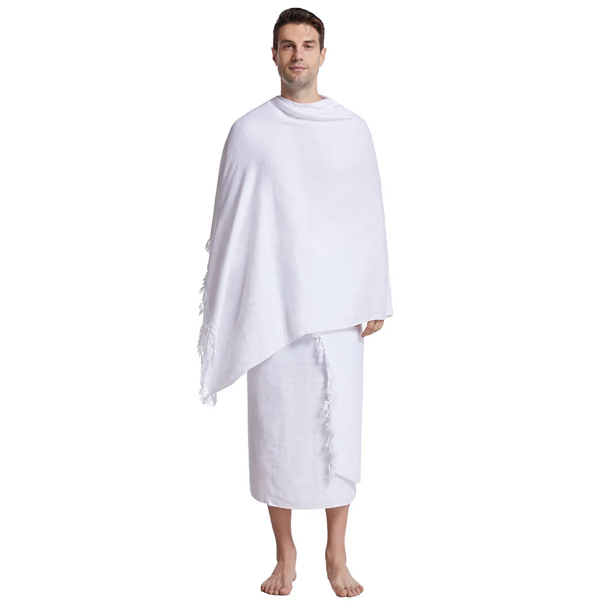 Ihram Cuộc Hành Hương Khăn Cho Hồi Giáo Arab Mecca Hajj Quần Áo Người Đàn Ông 2 Mảnh Hồi Giáo Ramadan Cầu Nguyện Thờ Phượng Trang Phục Khăn Choàng jubba th