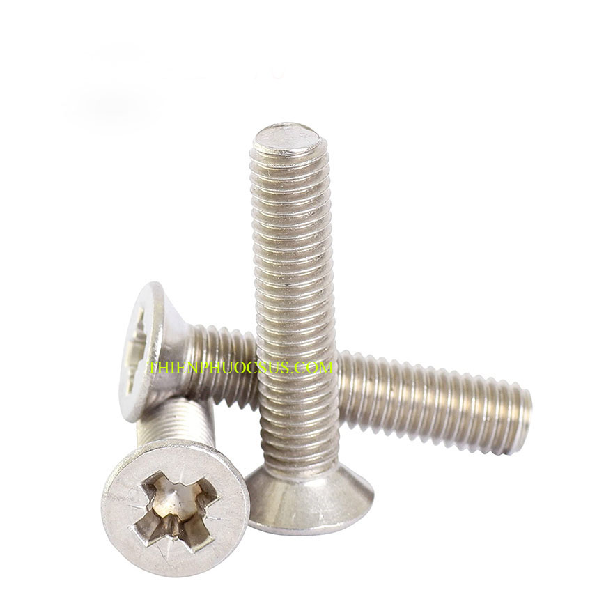Vít chìm 4 cạnh đầu bằng, m3*6. din 965, sus304